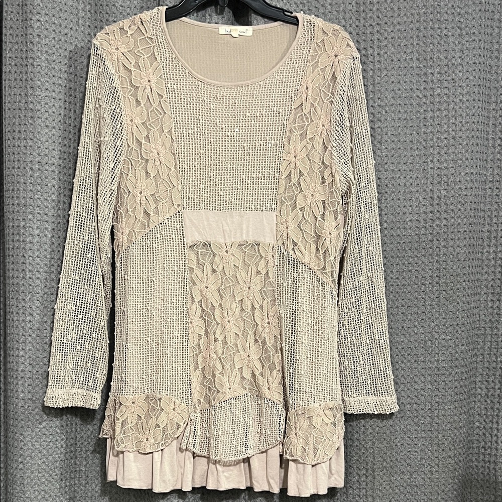 Indigo Soul Beige Lace Tunic Top